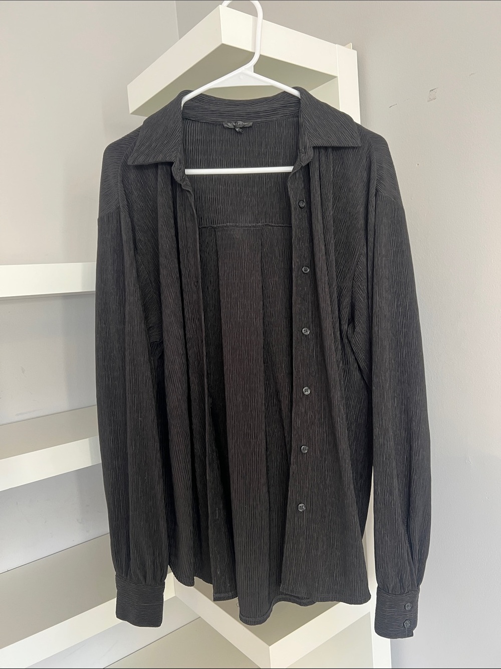 Dynamite Black Textured Long-Sleeve Button-Up Jacket xs-s